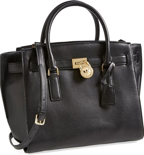 michael michael kors hamilton traveler leather tote|Michael Kors Hamilton studded tote.